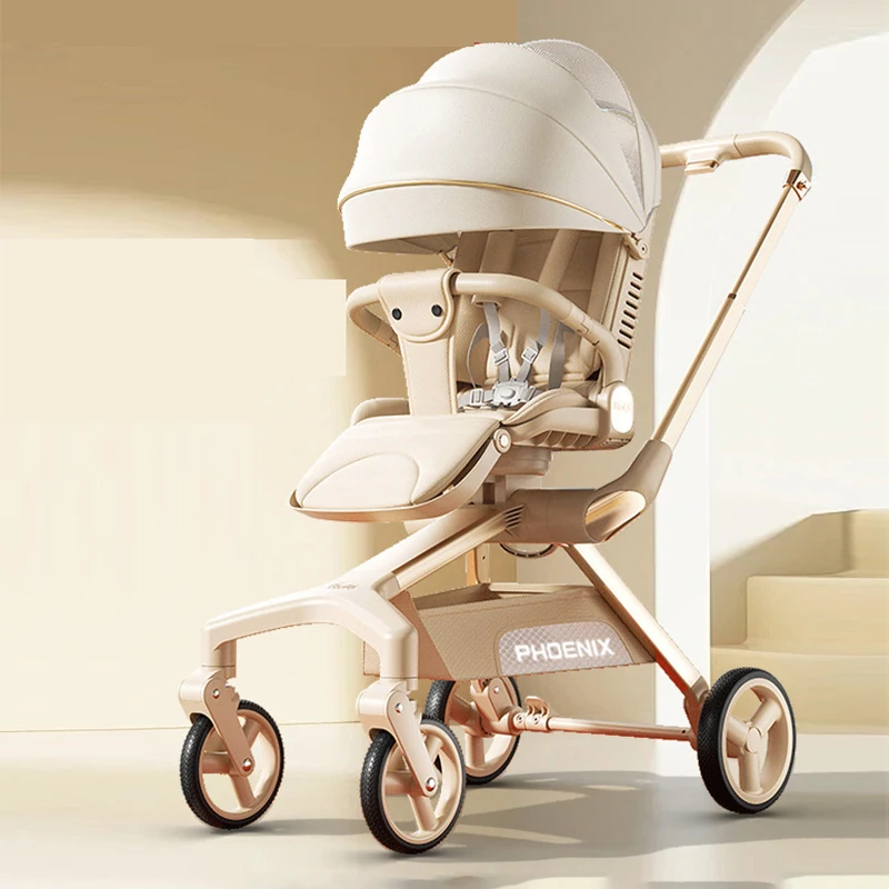 Neuer Kinderwagen mit U-förmiger Spurstange, Zwei-Wege-Funktion, Vier Räder, zum Sitzen oder Liegen, Leicht und Faltbar, für 0-3 Jahre Alte Babys Image