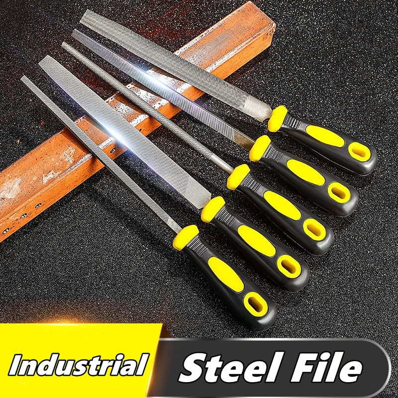6/8/10 Zoll Hochkarbon-Stahlfeilen-Set Flach/Rund/Halbrund/Dreieckig/Quadratisch für Metallbearbeitung Holzbearbeitung Stahlraspelfeile Flach Image