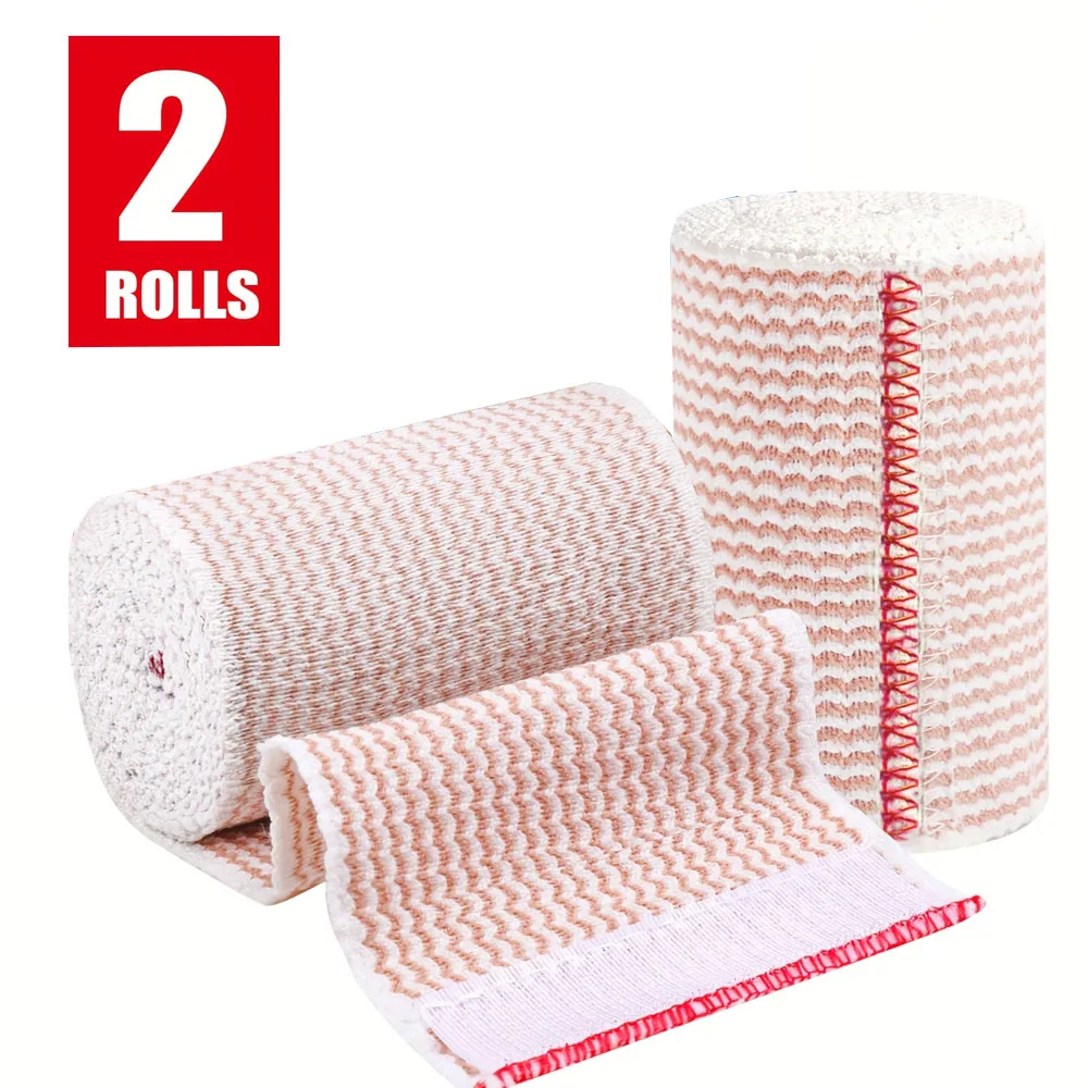 2er-Pack Premium Elastische Bandagen, Wiederverwendbare Klett-Kompressionsbandagen für Knie, Knöchel, Handgelenke, Beine Image