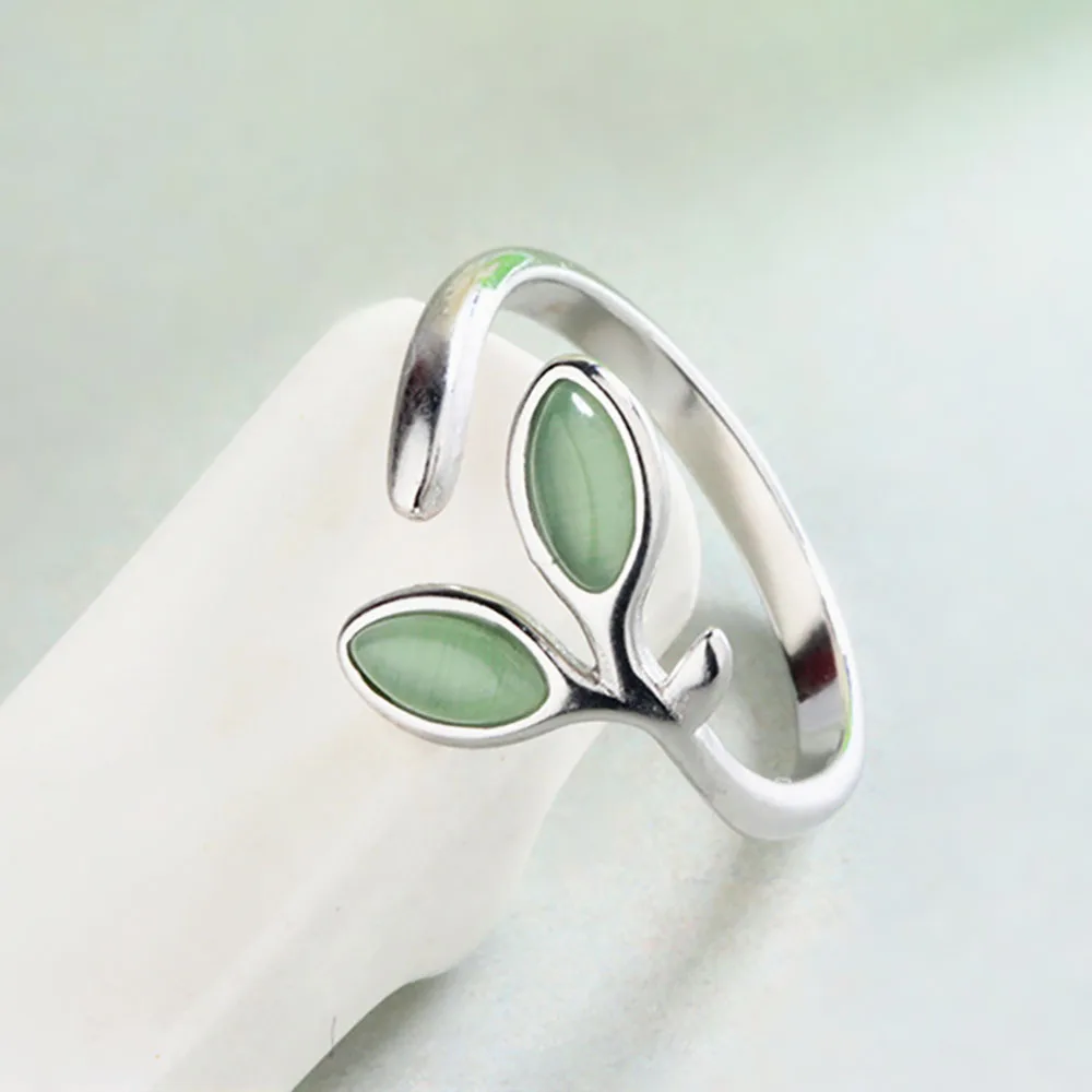 Verstellbare Ringe aus 925er-Sterlingsilber mit Blattmuster für Damen und Mädchen, Ehering, luxuriöser Schmuck, Accessoires Image