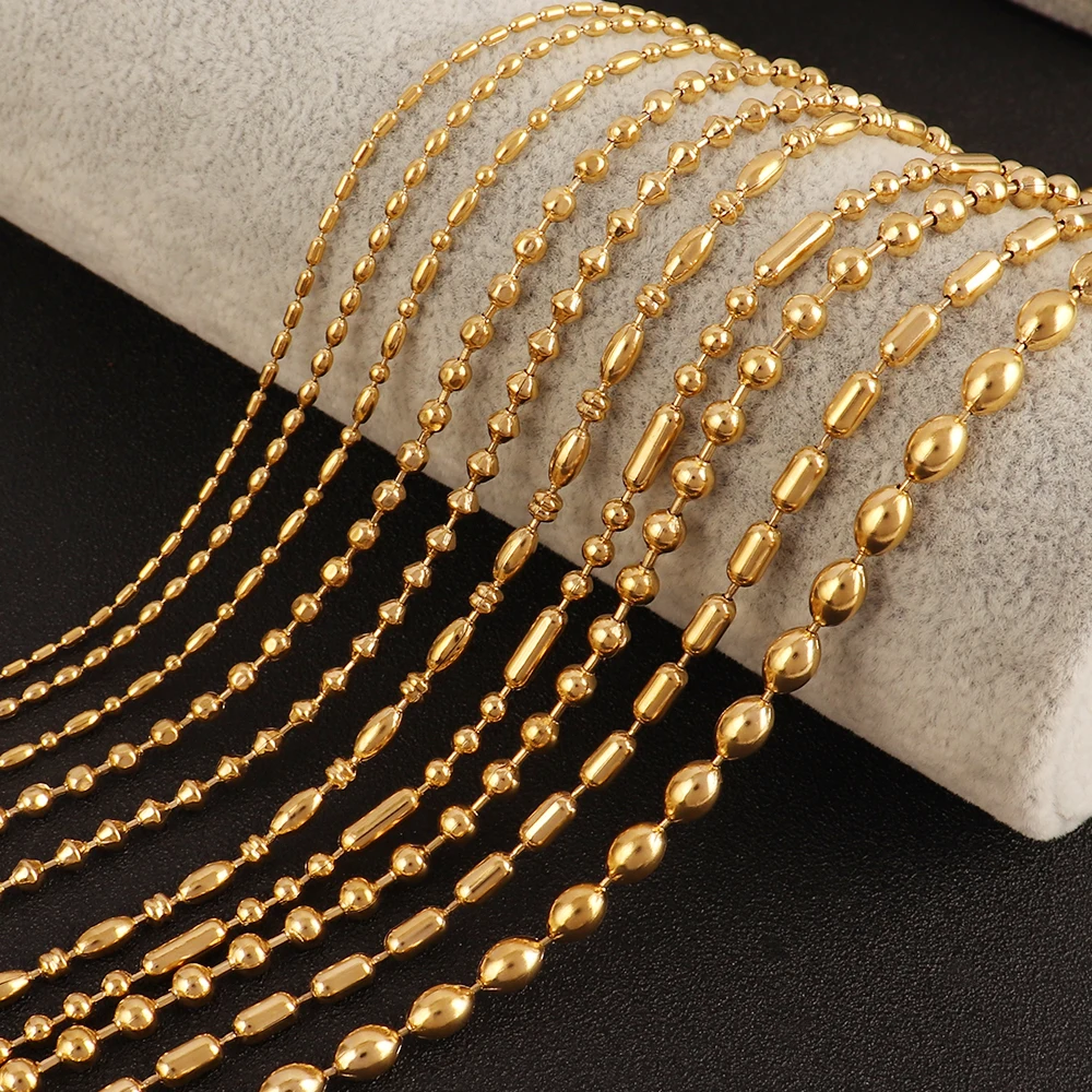 Collane in acciaio inossidabile 316 per donna Collana con perline lunghe Collana a catena Collana girocollo Collana con perline Regalo di gioielli di moda