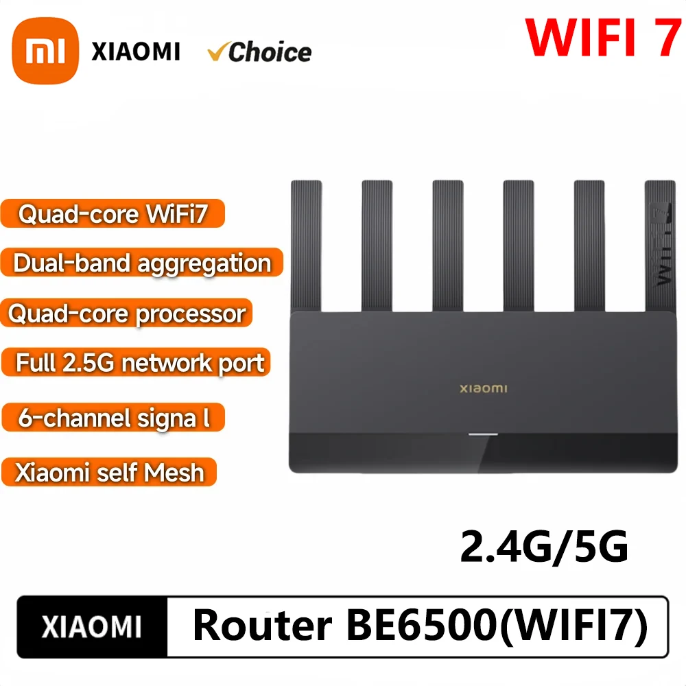 Neuer Xiaomi Router BE6500 WiFi 7 6500M Vollständiger 2,5G-Netzwerkanschluss 4-Kern-Qualcomm-Prozessor IoT Smart Linkage Netzwerksicherheit für Zuhause Image