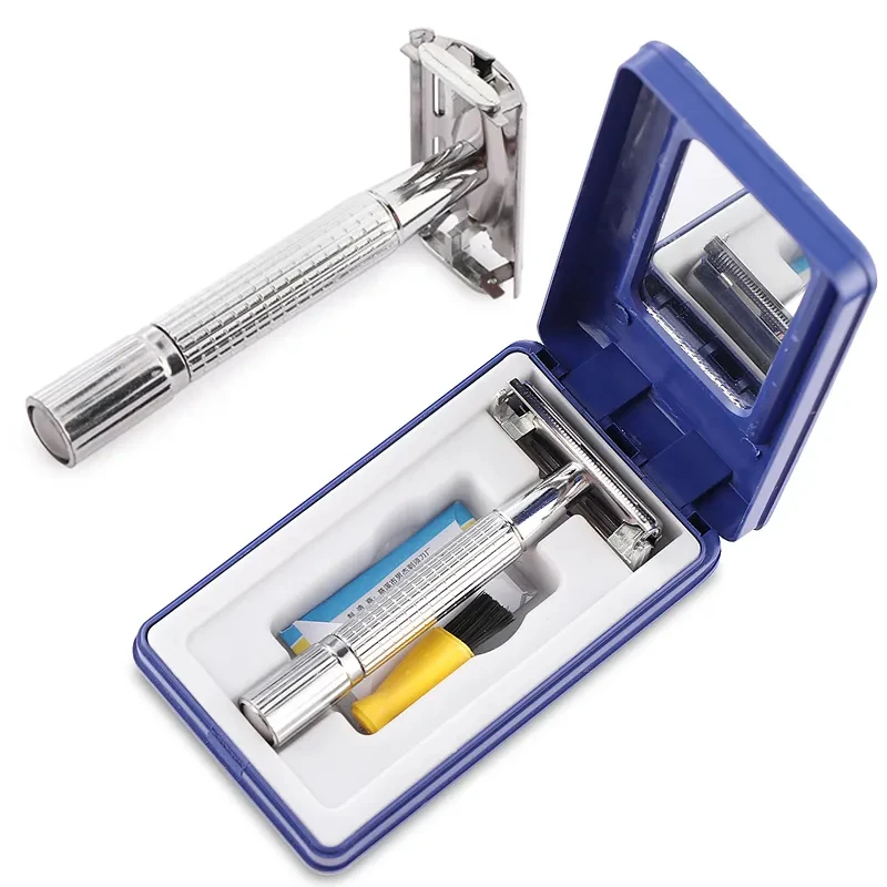 Männer Rasiermesser mit Klinge Splitter Klapp Rasiermesser Gesichts Haar Edelstahl Rasiermesser Barber Tools 10-teilige Klingen Image
