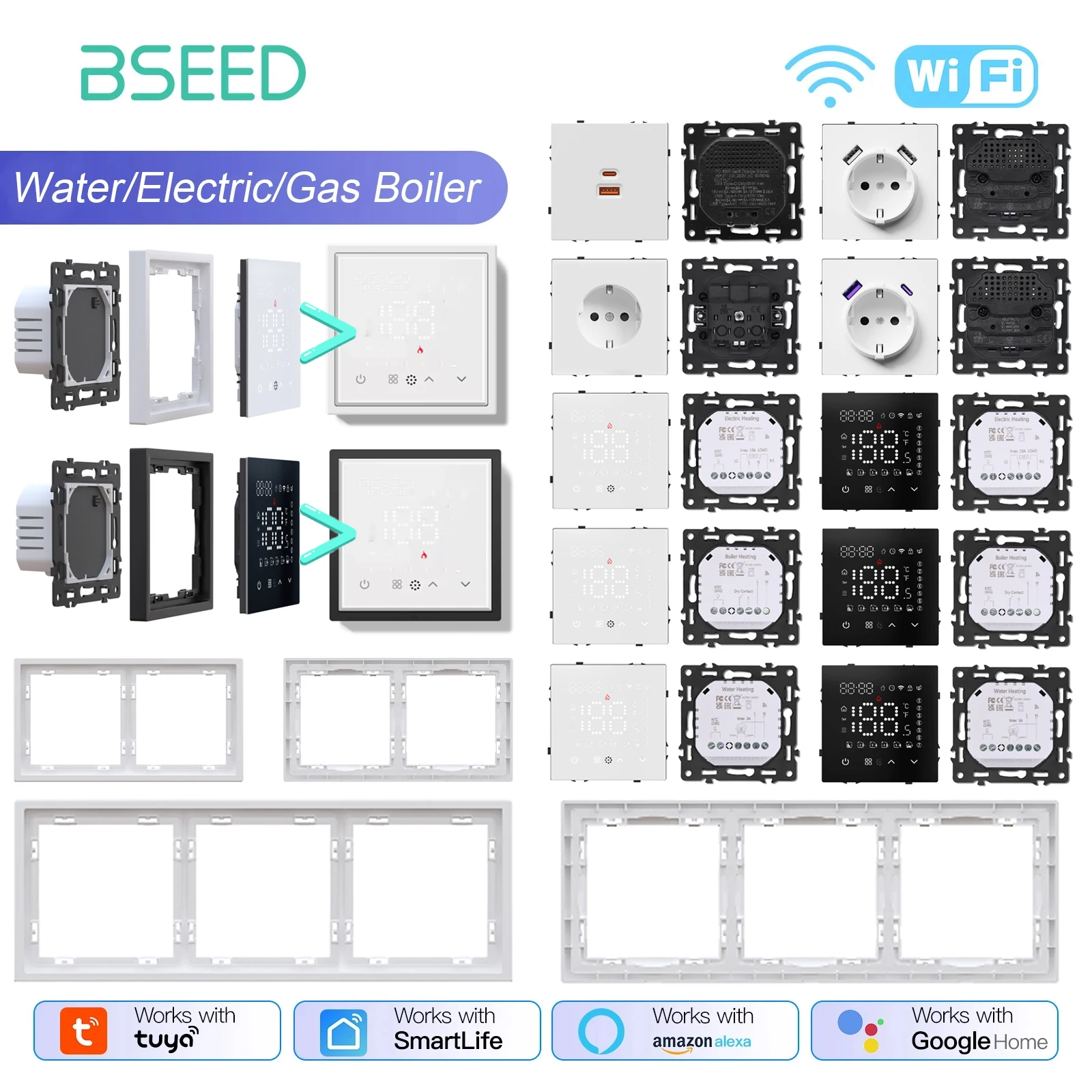 BSEED WIFI Thermostat Module Raum Smart Temperatur Controller Wasser/Elektrische Boden Heizung Gas Kessel Tuya APP Arbeit mit Alex Image