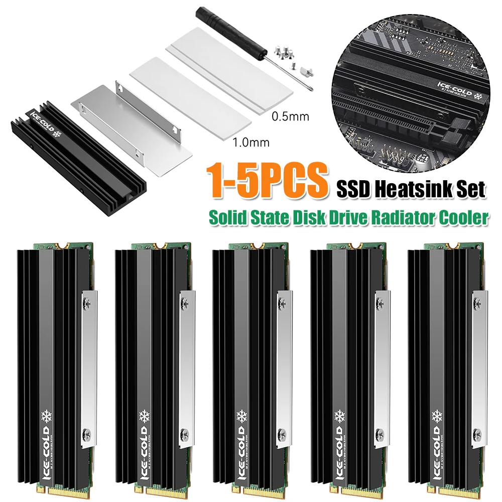 PC Effizienter Kühler M.2 NGFF NVME 2280 SSD Kühlkörper mit Silikon-Wärmeleitpad Aluminiumlegierung Kühlung Kühler für PS5 Image