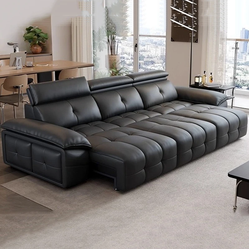 Italienisches minimalistisches Sofa, klassisches erweiterbares Leder-Elektrosofa, Relaxsessel, Schlafzimmer, Canape, Salon De Luxe-Möbel Image