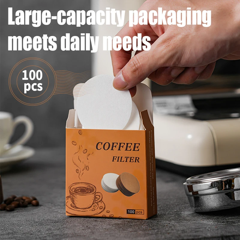 100 Stück Kaffee-Papierfilter für Espresso-Kaffeemaschinen, 51/53/58mm Ungebleichte Espresso-Filterpads Siebträger-Papierfilter
