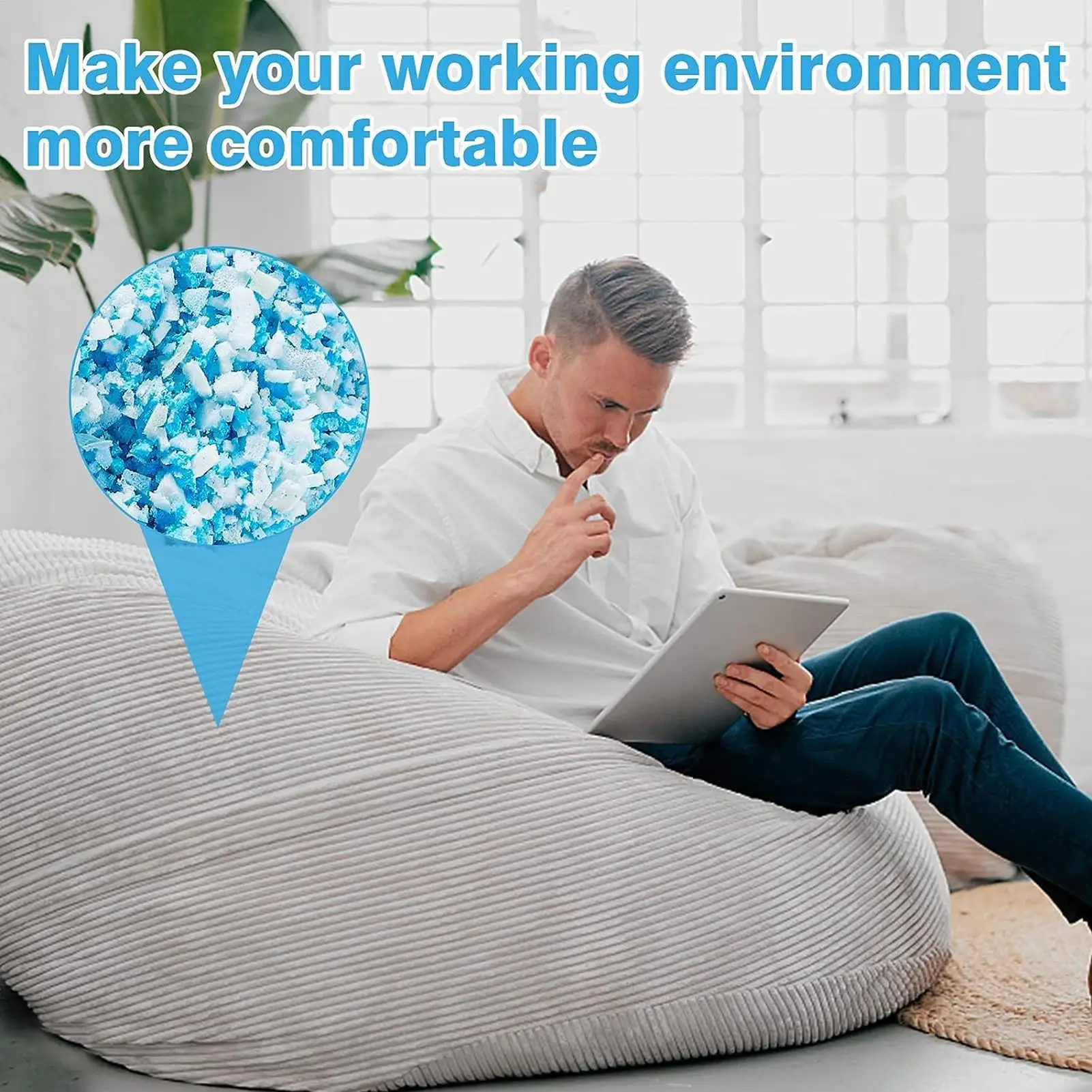 Memory Foam Sitzsackfüller, 5 Pfund, geschredderte Schaumstofffüllung, Couchkissenfüllung, gefüllter Ersatz für Plüschtiere, gefüllt Image