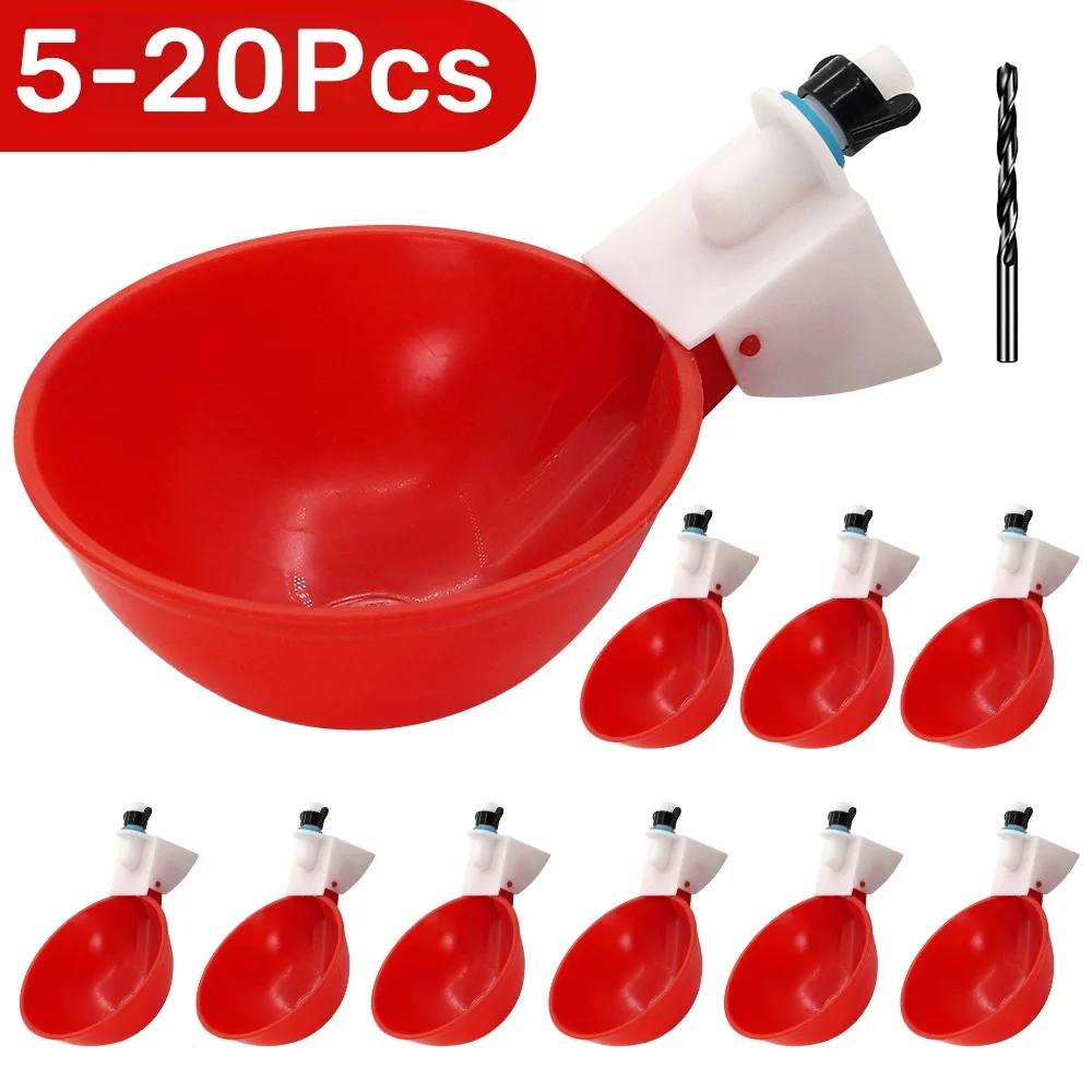 5-20 Stück Automatischer Trinknapf für Hühner und Enten, Größerer Hühnerfutterautomat, Kunststoff-Geflügelfarm-Wasserspender, Wachtelzubehör