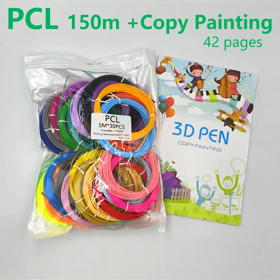 3D-Stift PCL-Filament 1,75 mm Mehrfarben-Set mit kreativem Zeichenalbum Universal 60-100 ℃ Für 3D-Stifte 3D-Pinsel Linienmaterial Image