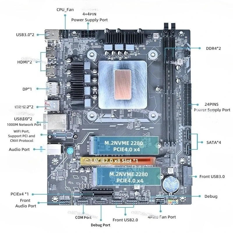 M-ATX CPU Motherboard Combo 12. Core Interposer QXZR ES 0000 8C12T PCIe2.0x8 Integrierte CPU DDR4 RAM NVME M.2 Kit Placa Diego Image