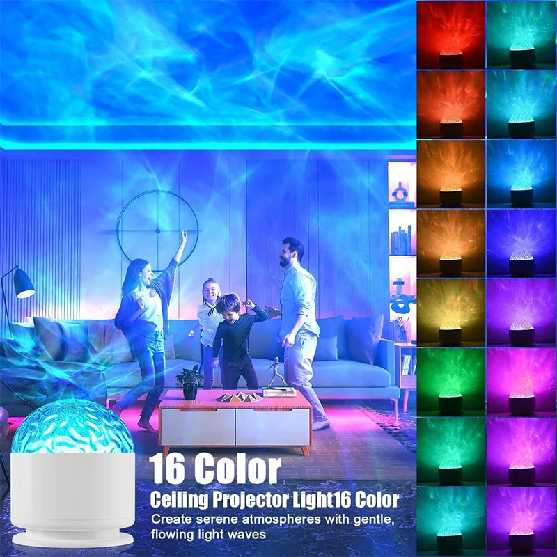 Aurora Borealis Sternenhimmel-rotierender Projektor mit Fernbedienung, LED-Galaxie-Nachtlicht, 16, farbwechselnde Lichteffekte, USB-Stecker