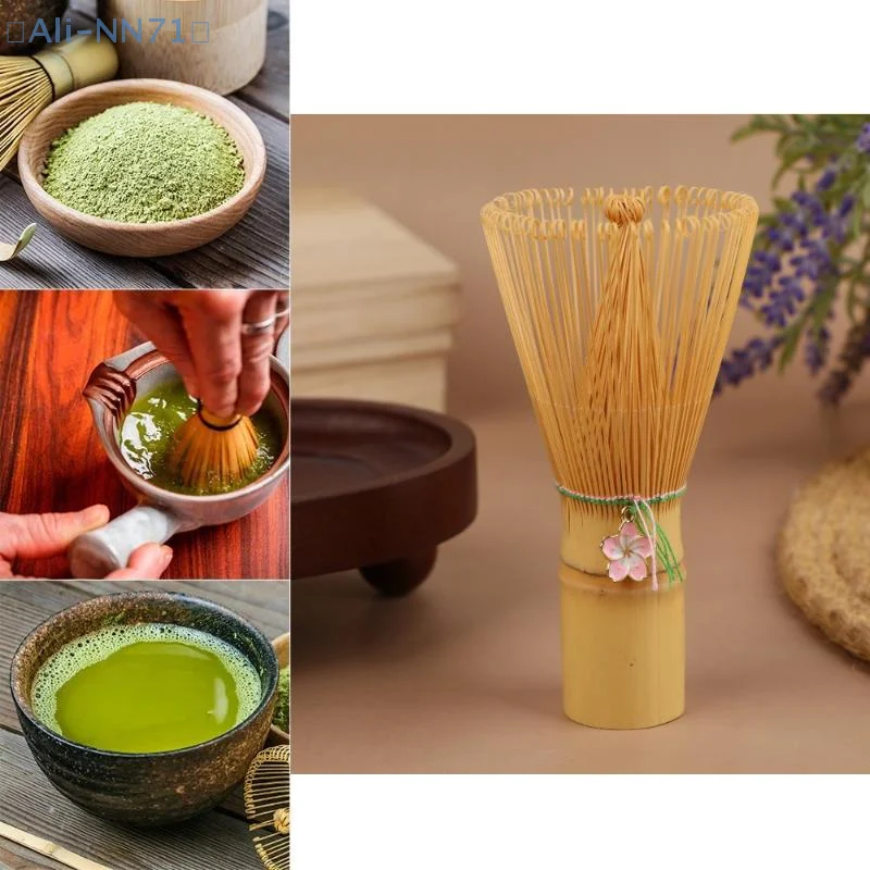 【NN71】Ceremony Bamboo Chasen Matcha Grüntee-Pulver Schneebesen Teebürste Küchenzubehör Teegerezeug mit Kirschblüten-Anhänger Image