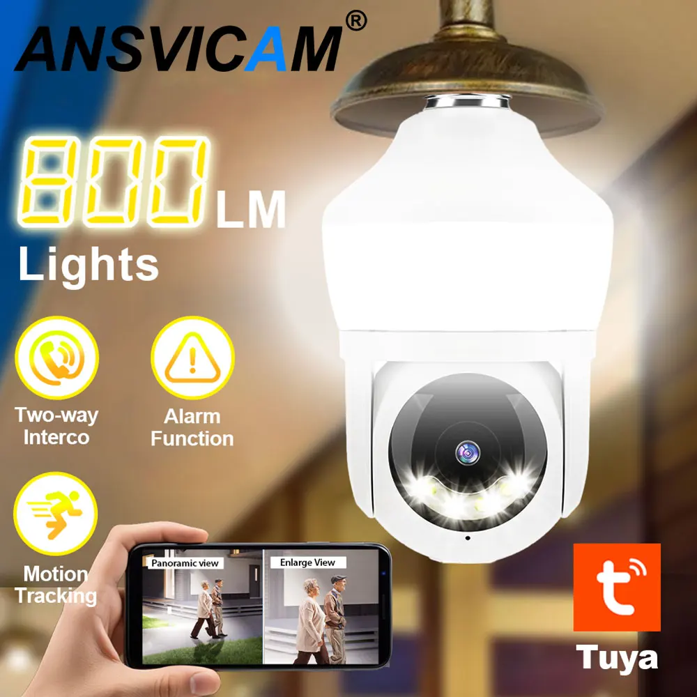 5MP Glühbirne Kamera mit LED-Lampen WiFi Überwachungskamera 5x Zoom PTZ Farbe Nachtsicht AI Tracking Video Wireless Outdoor Cam Image