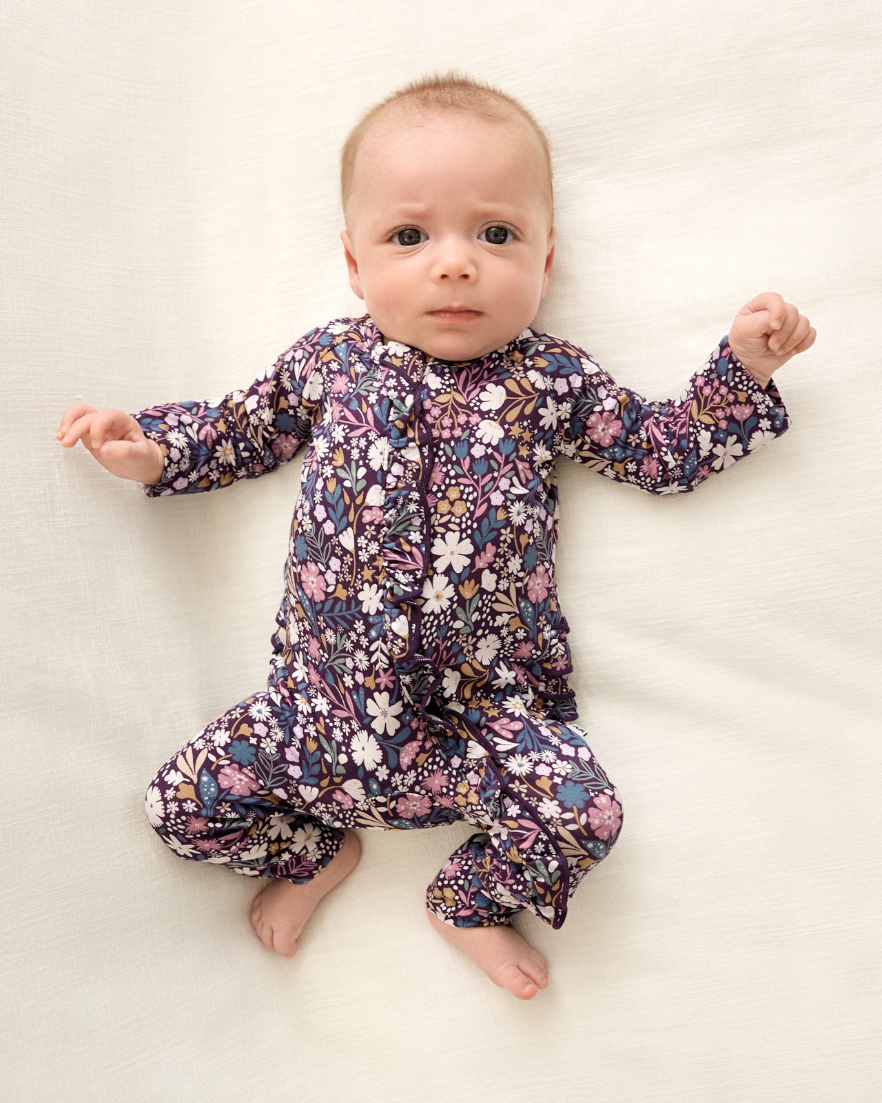 Midnight Petals Ruffle Zippy - Micro-Preemie