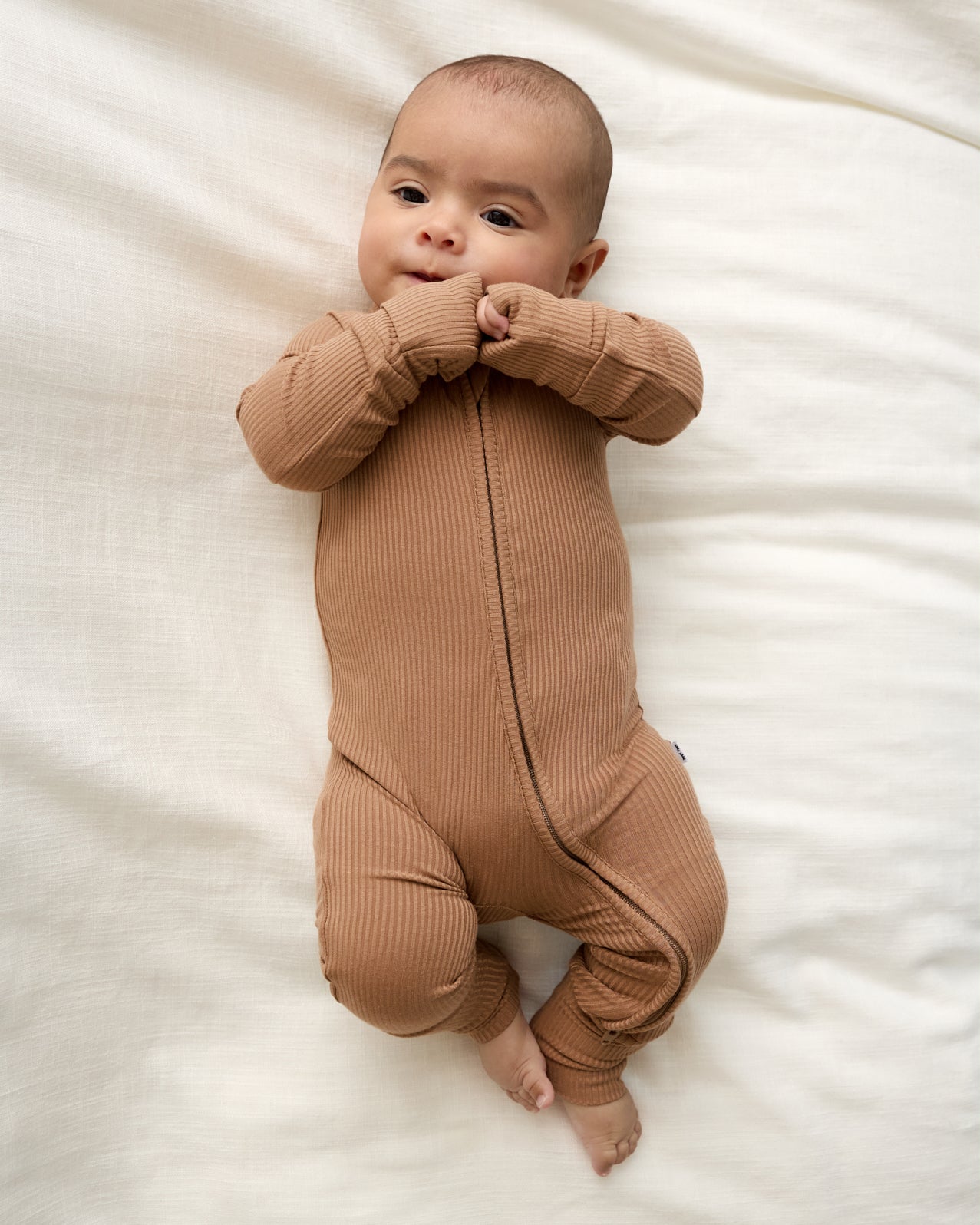 Chestnut Brown Ribbed Zippy - Preemie