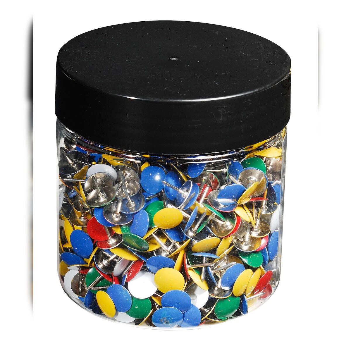 Exacompta 14767E Blisterbox mit 1000 Stück Reißnägeln mit Kopf aus Messing, Ø9mm, Spitze 9mm - Farben sortiert Image