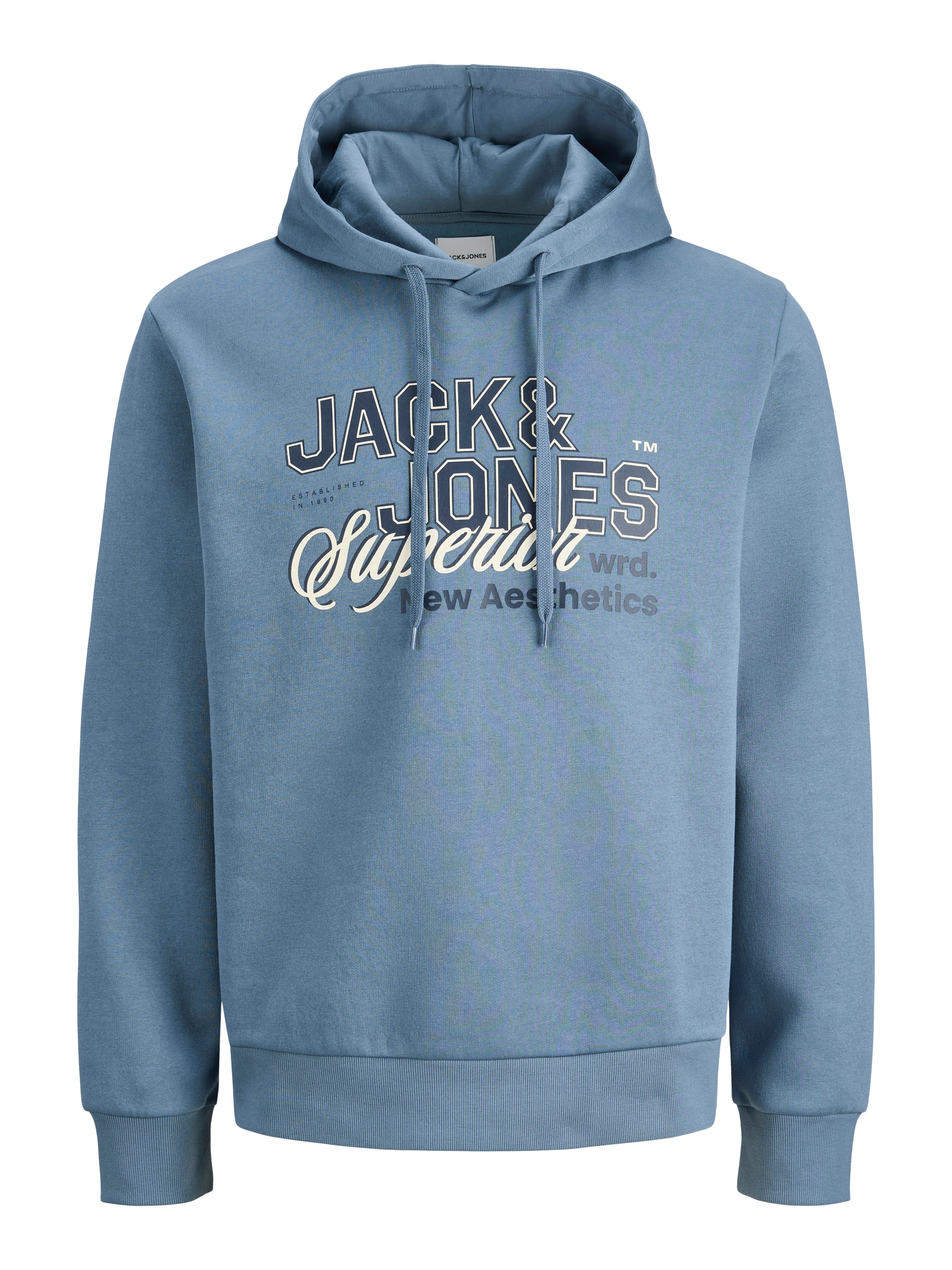 Hoodie "JJELOGO SWEAT HOOD 2 COL 24/25 NOOS PLS", Herren, Gr. 6XL, blau mirage, angeraute Sweatware, Obermaterial: 70% Baumwolle, 30% Polyester, JACK & JONES PLUSSIZE, regular fit normal, ohne Ausschnitt, Rippbündchen, Sweatshirts Hoodie, mit Logo...