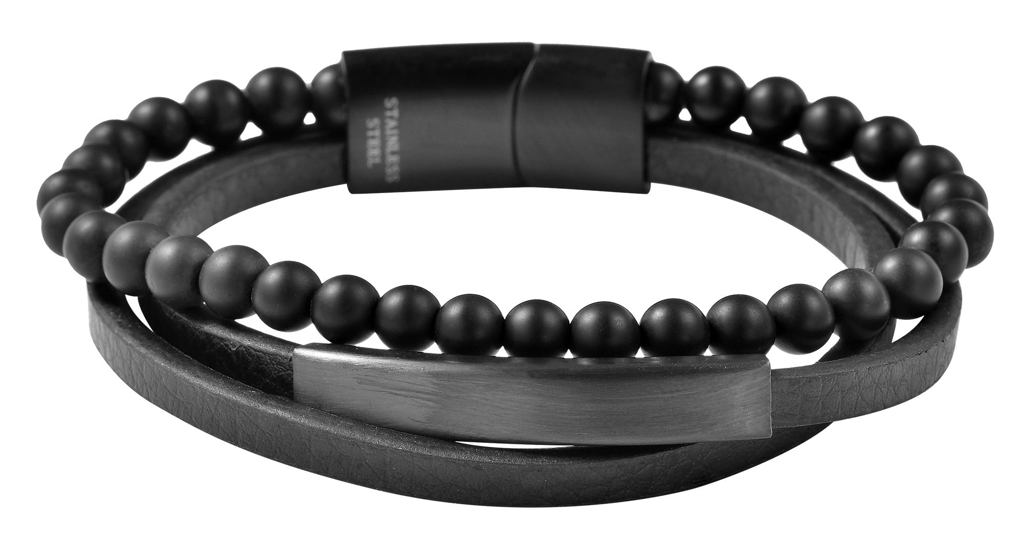 Armband ADELIA´S "Unisex Armband – Lederarmband aus Leder mit Onyx 21 cm", schwarz, Armbänder, Damen, 21cm, Leder, Armband, Zum Verschenken – ideal zum einen besonderen Tag