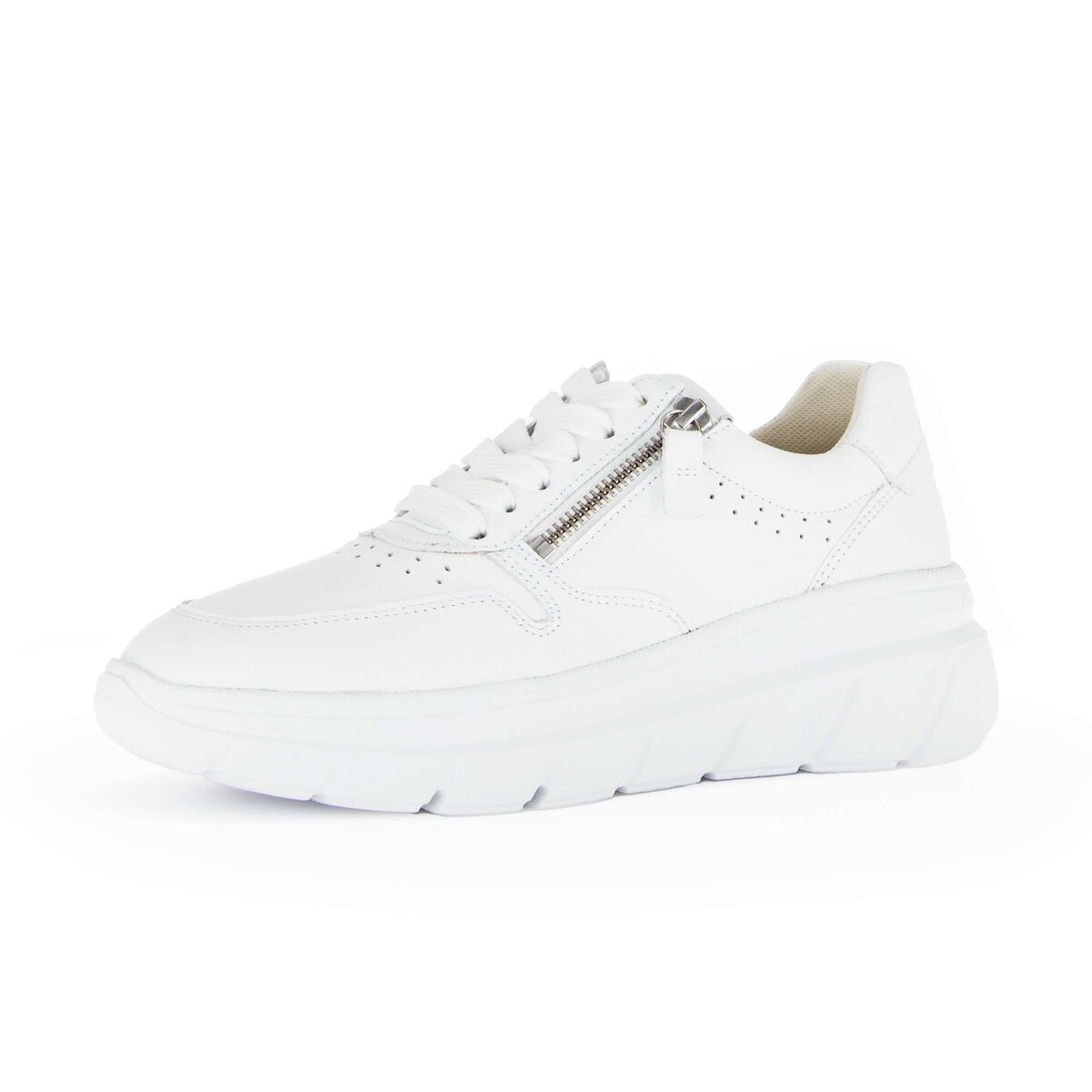 Sneaker GABOR "Sneaker low Glattleder", Damen, Gr. 38,5, weiß, Schuhe Sneaker