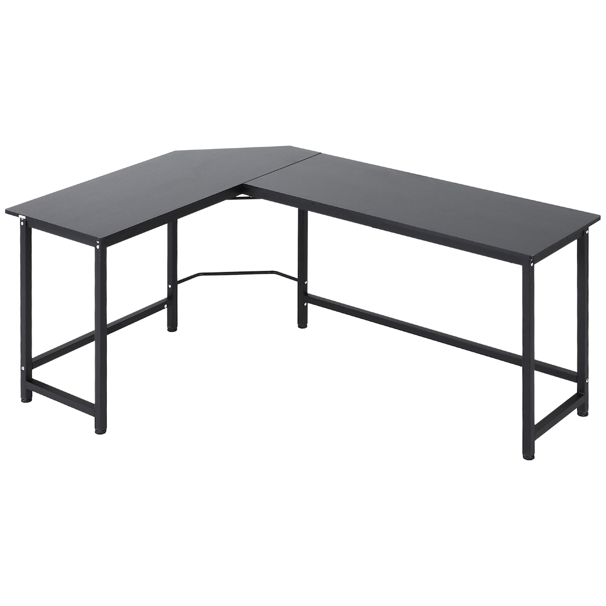 OKWISH Eckschreibtisch L Form Schwarz 168x120x75 cm mit großer Arbeitsfläche, verstellbaren Füßen, Stahlgestell und melaminierter Tischplatte Image