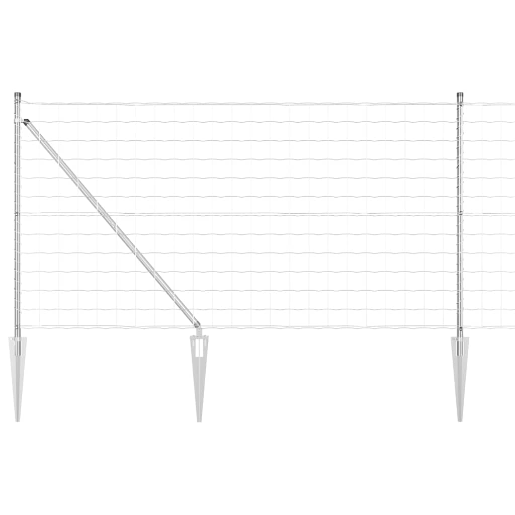 vidaXL Zaun mit Pfosten Silber 0,8 x 10 m Stahl Image