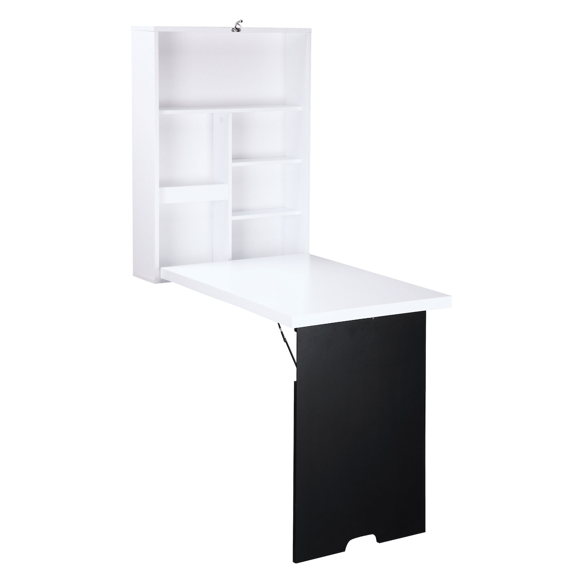 STILVORA Wandschreibtisch Klapptisch 60x95x147 cm mit 5 Fächern Schreibtafel Wandmontage platzsparend MDF Schwarz Image