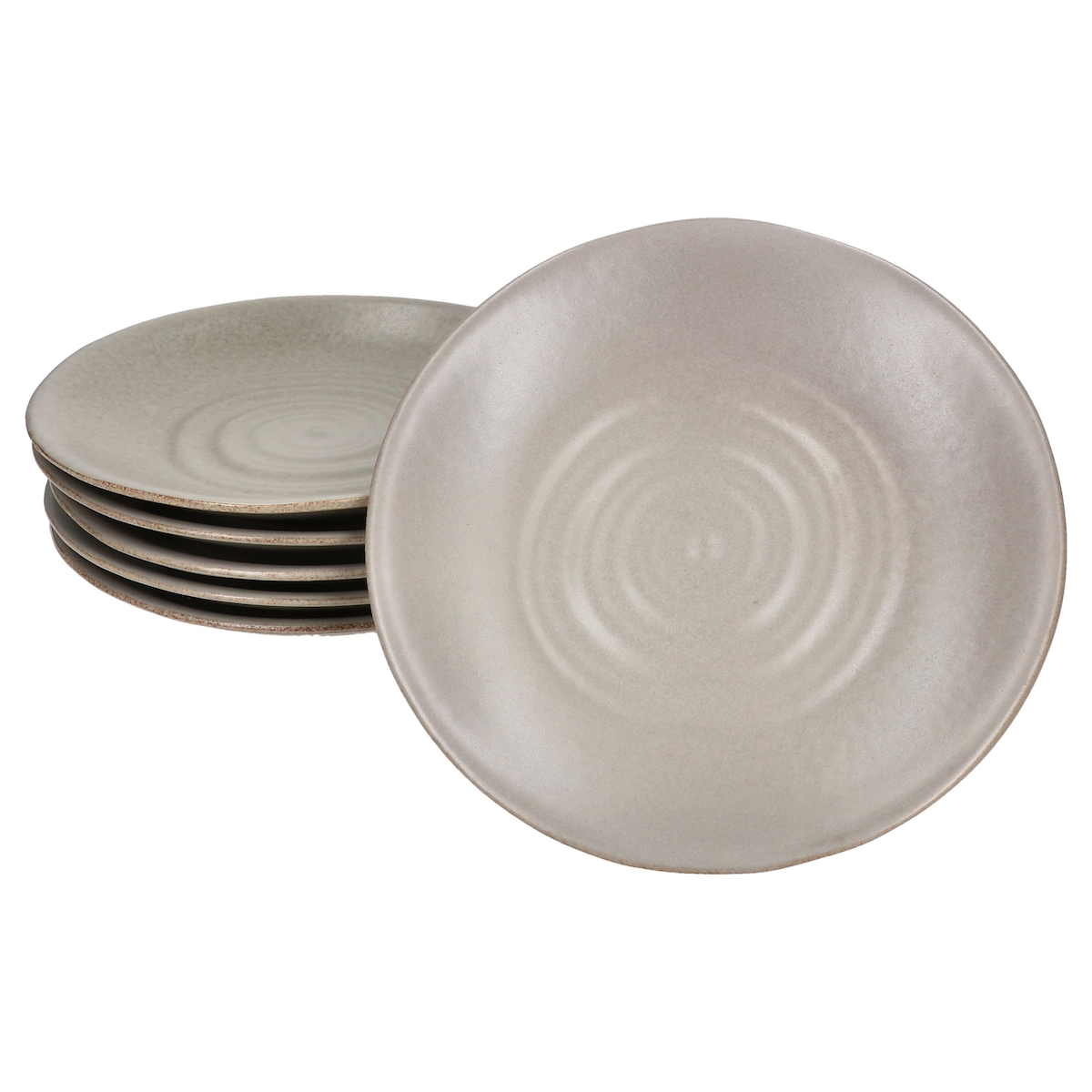 CLAY GRAU 6er Set Kuchenteller Ø21,5cm Steingut grau Dessertteller Frühstück Image