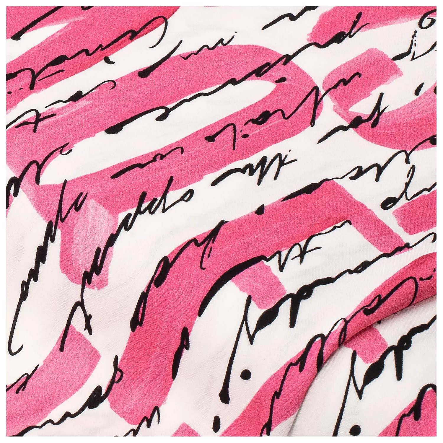 Viskose-Blusenstoff/Javanaise Schriften, rosa/weiß/schwarz Image