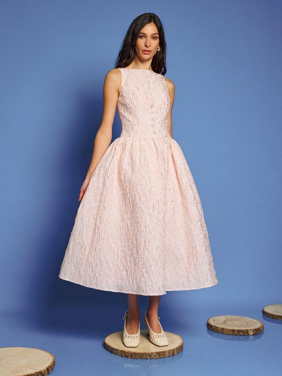 Dream Sun Soaked Jacquard Midi Dress - Blue - Sister Jane Dresses