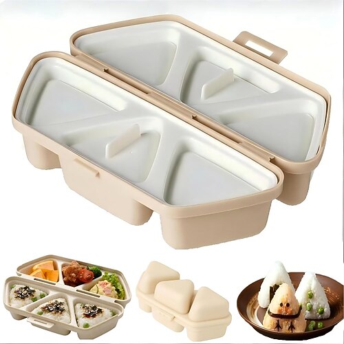 6-in-1 Onigiri-Formen-Set für dreieckiges Sushi, antihaftbeschichtete Reisbällchen zum Pressen mit Algen Koriander-Reisbällchen, perfekt für die heimische Küche – Sushi-Zubereitungsutensilien Image