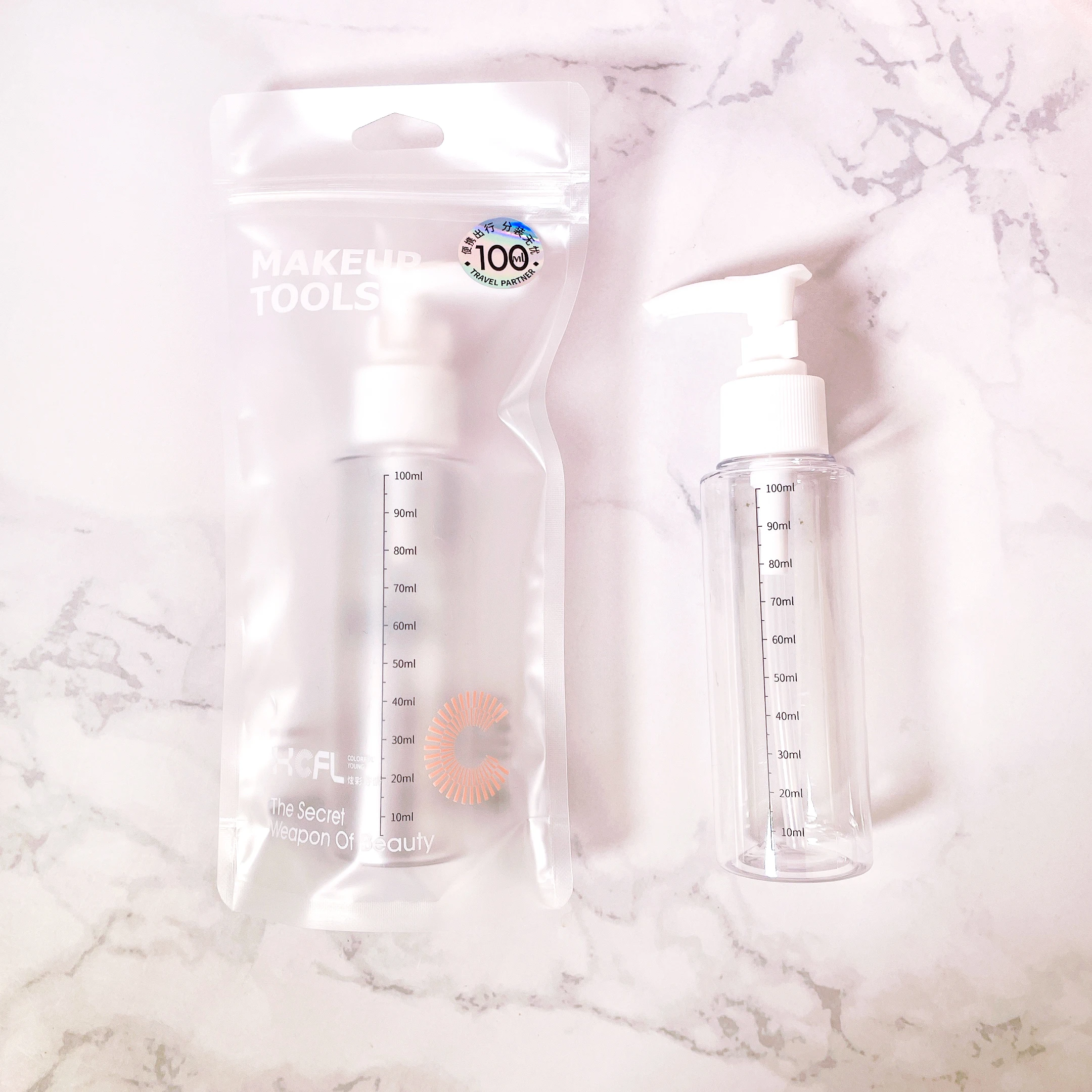 SBELLE 100 ml Beauty Tool Reise Kosmetik flasche transparentes Plastik glas bilden Parfüm Zerstäuber Spray und Press flaschen