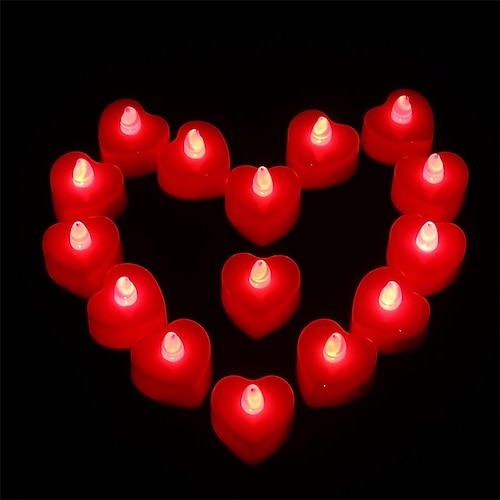 24er-Pack LED-Herzkerzen, flammenlos flackernd – ideal für Heiratsanträge, Hochzeiten, Valentinstag, Jahrestage und Thanksgiving. Image