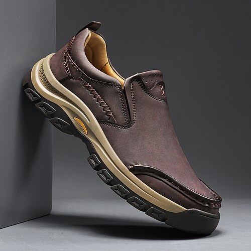 Braune Herren-Slipper aus Kunstleder mit gepolsterter Sohle, lässig und bequem, ideal für den Alltag und Outdoor-Aktivitäten Image