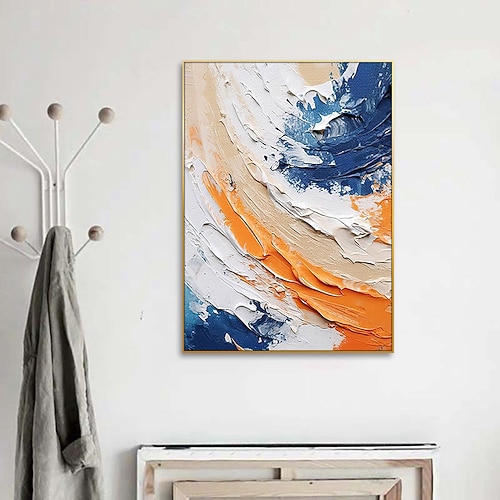 Handgemaltes Ölgemälde auf Leinwand, moderne, dickflüssige, abstrakte Wanddekoration für die Wohnungseinrichtung, auf Keilrahmen gespannt / gerolltes, ungespanntes Gemälde Image
