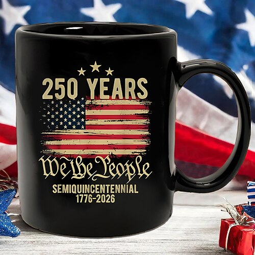 Tasse zum 250. Jahrestag der Vereinigten Staaten, patriotisches Geschenk, Keramik-Kaffeebecher zum 550. Jahrestag, 1776–2026 Amerika 250, Geschenk zum Unabhängigkeitstag (4. Juli) für Männer und Image