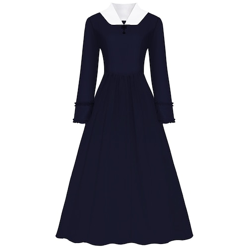 Buchwoche 2026 19. Jahrhundert 1800er Jahre Prärie-Kleid Hauben- und Schürzenset langarm Pioniermädchen Kolonial Pionier Revolutionskrieg Kostüm Damen Halloween Karneval American 250 4. Juli Image