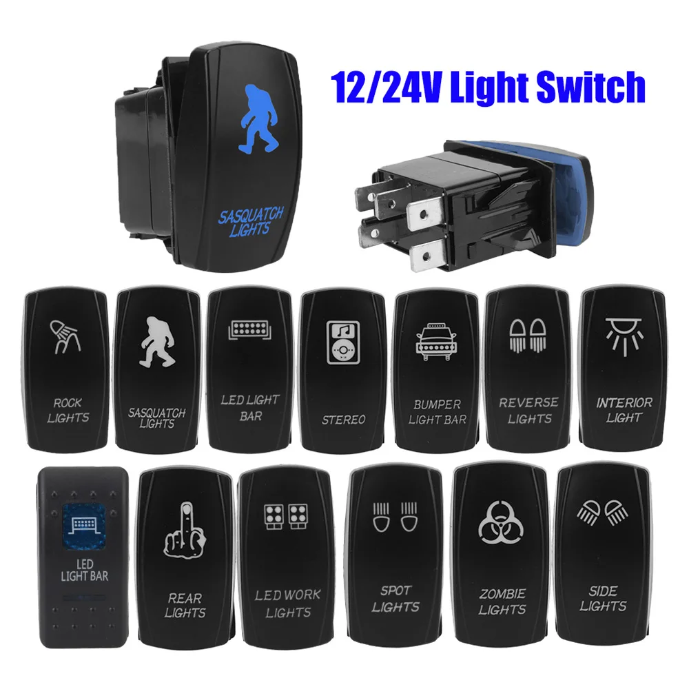 12V 24V blau LED Auto Lichtsc halter Lampe Kipp knöpfe Autozubehör für Boot LKW Anhänger RV Caravan Marine Universal Image