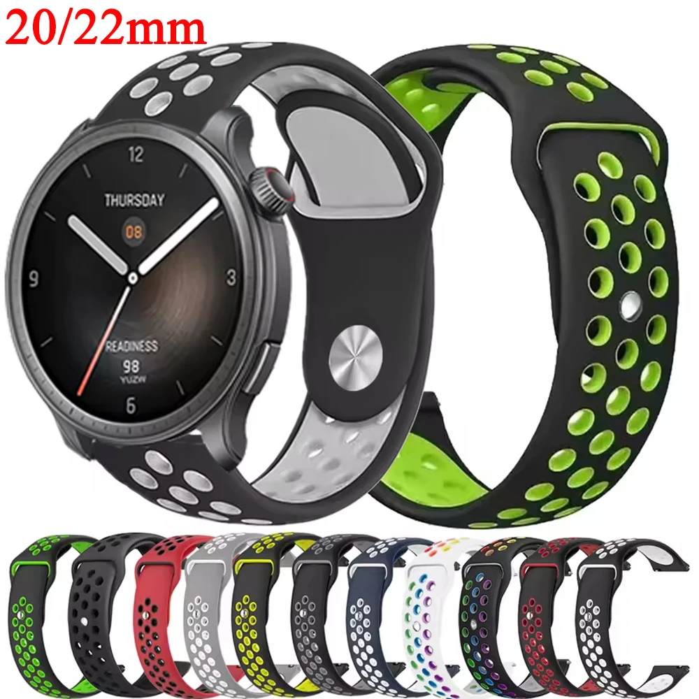 20/22 mm weiches Silikonarmband für Amazfit Balance 2/Active 2 Square/Bip 6 5 3 3Pro Sportband für Amazfit GTR GTS 4 3 2 42/47 mm Image