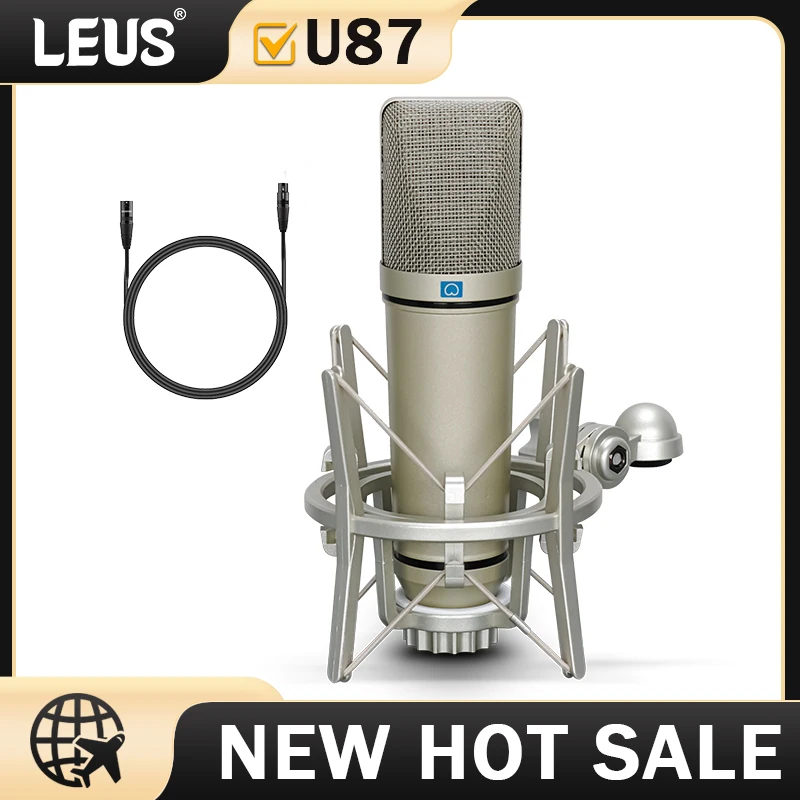 Top Studio Microfono a condensatore U87 in metallo Microfono da studio cardioide professionale per la registrazione di podcasting vocale in streaming domestico A