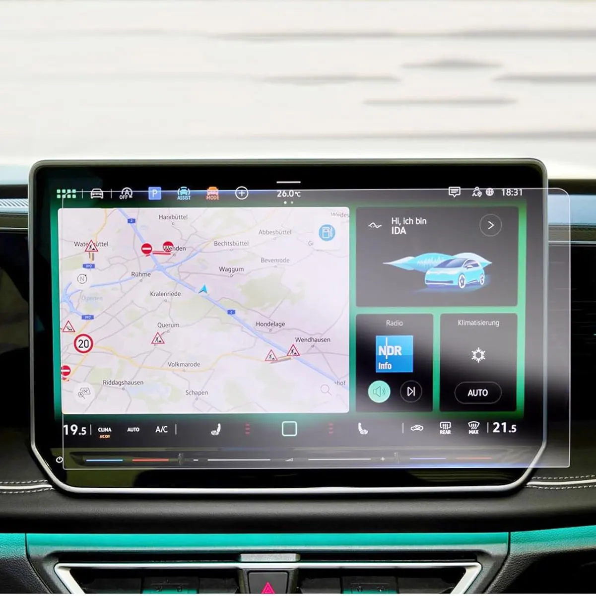 Für VW Tiguan 3 2025 12,9 zoll 15 zoll GPS Navigation Bildschirm HD Gehärtetem Glas Schutz Film Anti-scratch Reparatur Film Image