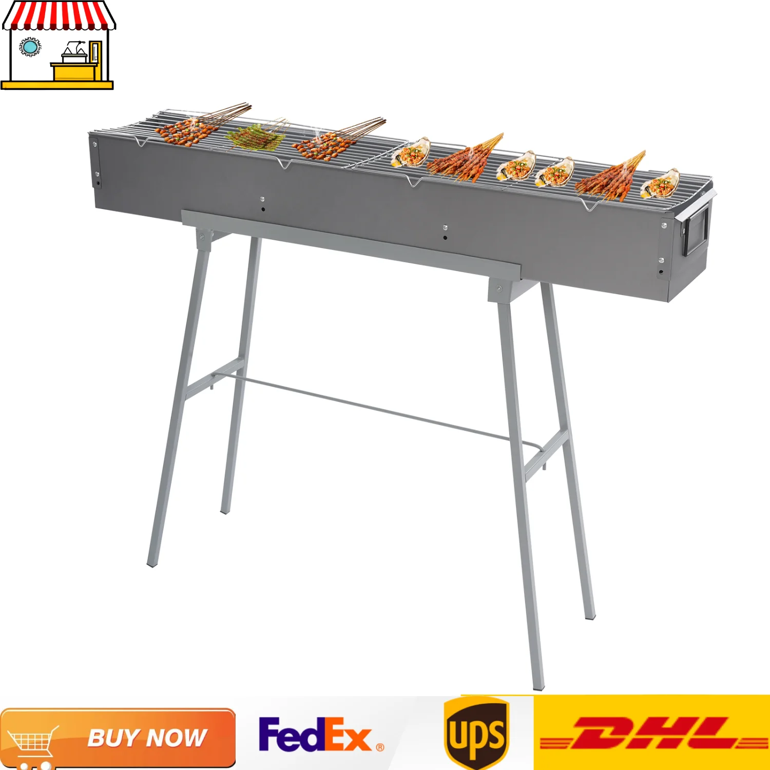 Poêle à barbecue 100 cm | Support de barbecue à charbon de bois extérieur avec support pliant | Grill de barbecue de camping pliant