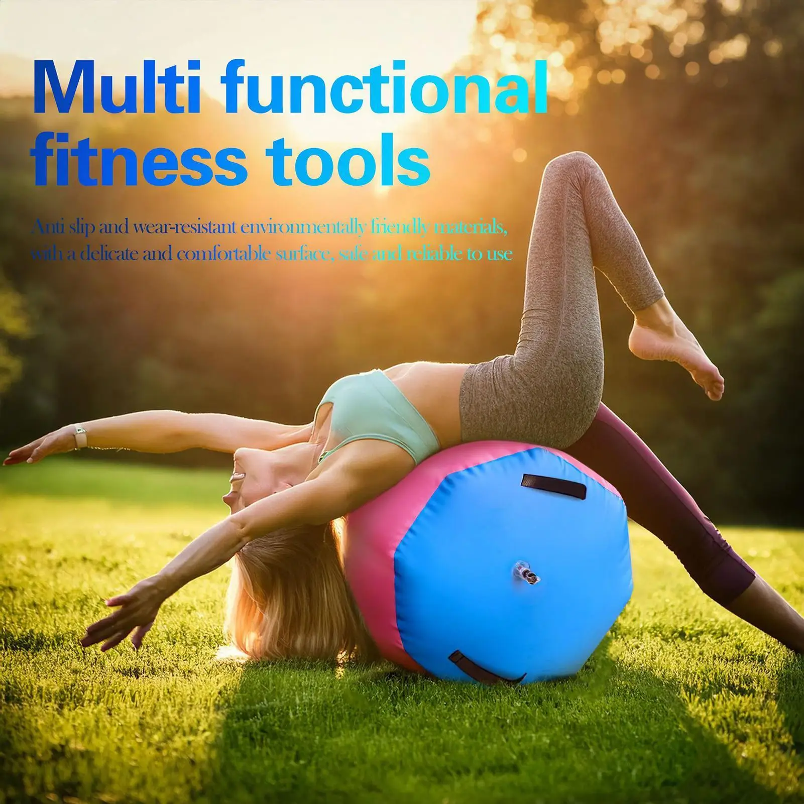 Inflatable Soft Yoga Foam Roller Cylinder Gym Exercise Equipment for Core Strength Stretching Home Fitness Training Workout