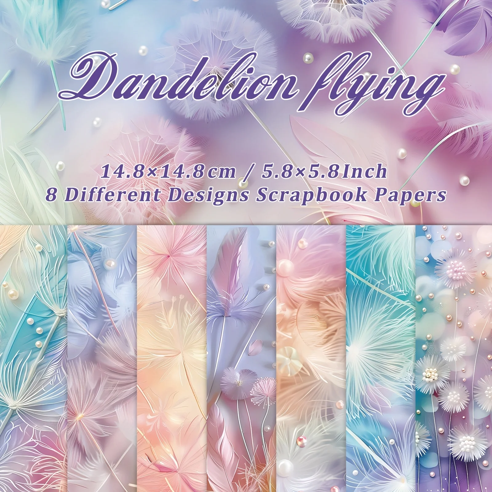 8 Blatt The Dandelion Scrapbook-Papierpackung für Junk Journal, DIY, Scrapbooking, Kartenherstellung, Album, Basteln, Hintergrundpapier Image