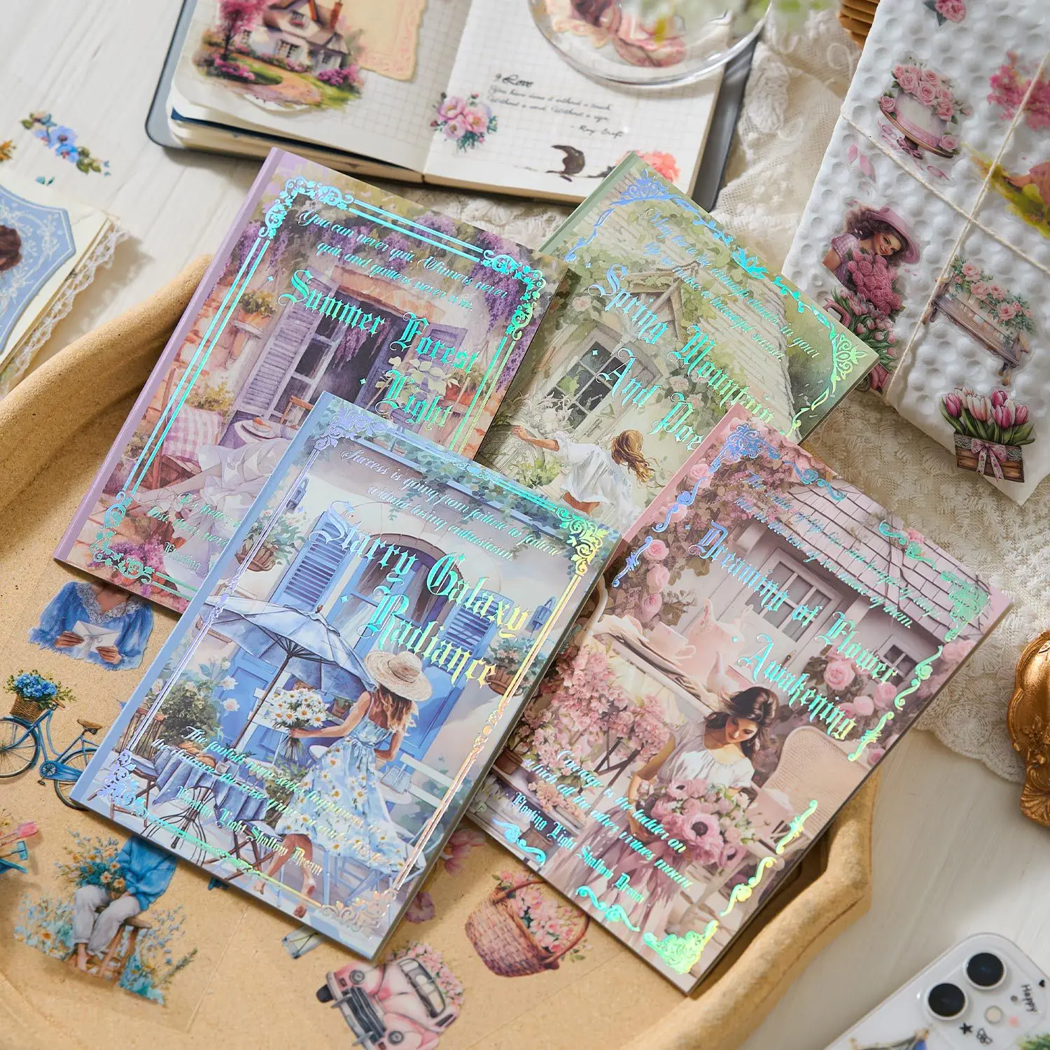 20 Blatt/Buch, florales Aufkleberbuch, Szene, Gartenthema, Schneiden, Scrapbook-Zubehör, Junk-Journal, DIY, dekorative Aufkleber Image