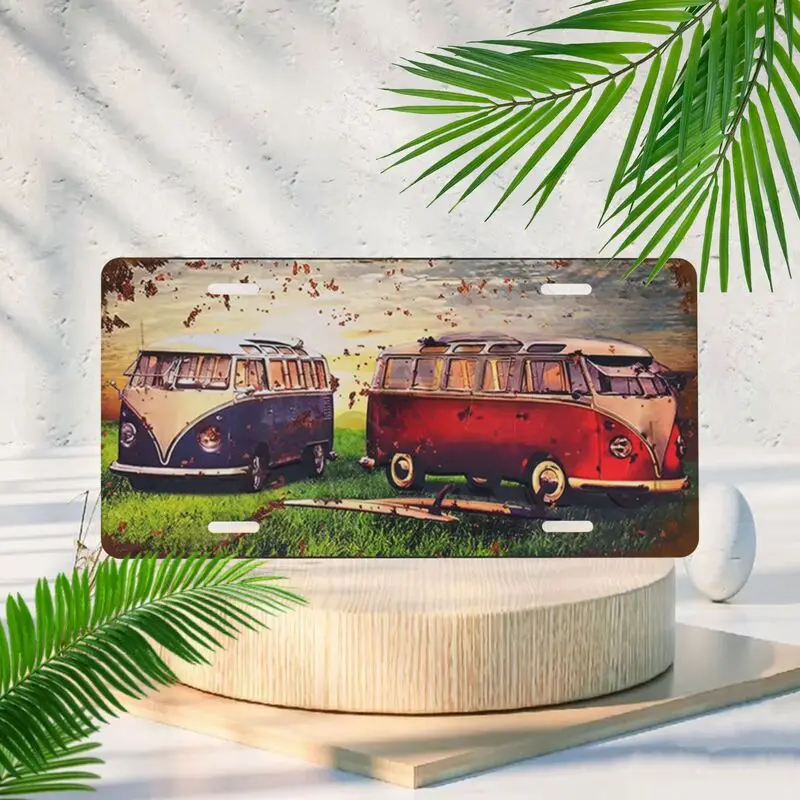 Vintage klassische Volkswagen Van Muster Dekoration Nummernschild, Auto Nummernschild, Zuhause, Bar, Garage Dekoration Image