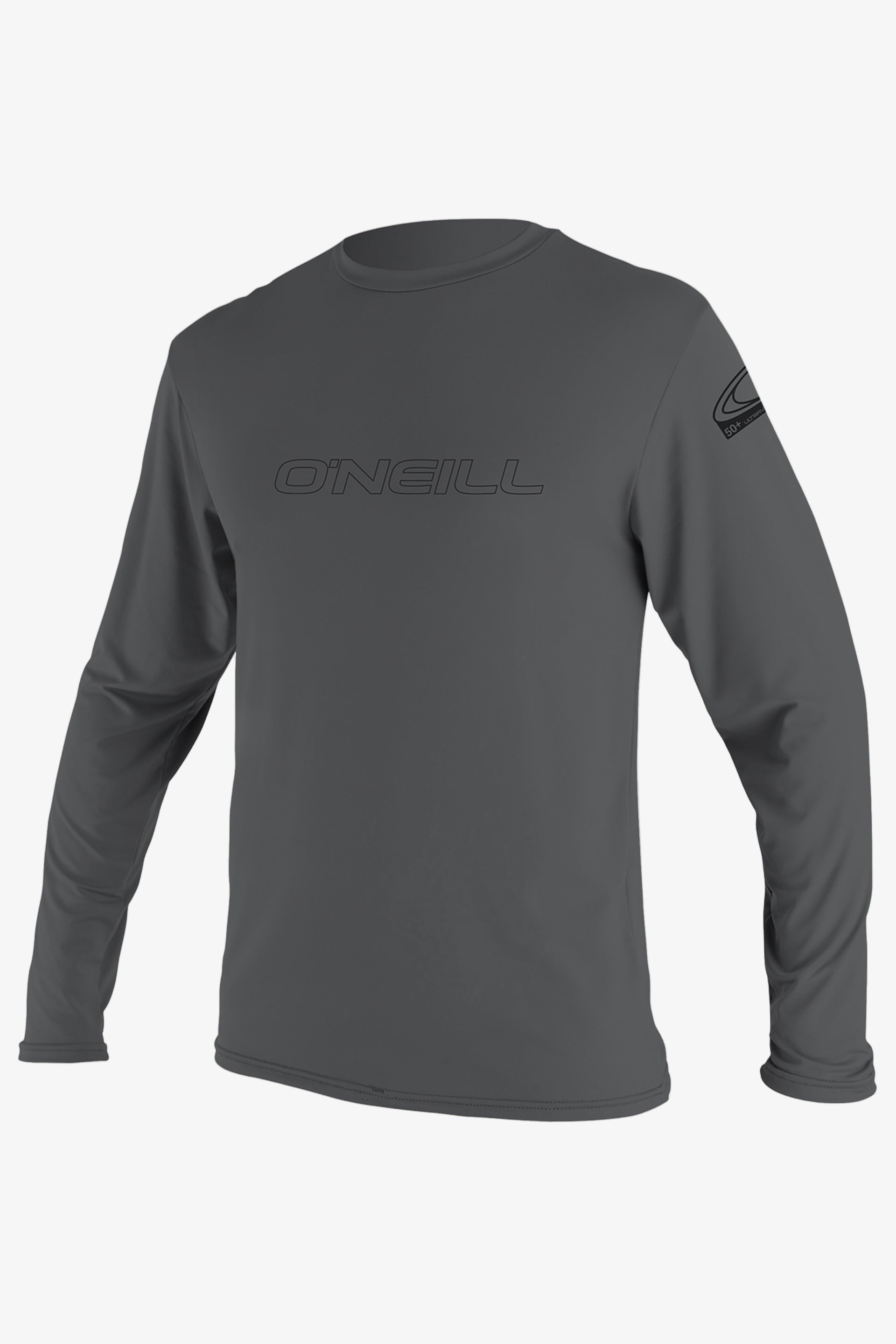 O'Neill Men's Basic Skins 50+ Long Sleeves Sun Shirt in Smoke, Size Large, Polyester/Spandex