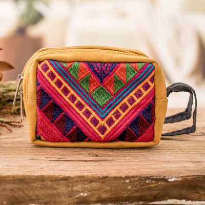 Chic Versatility,'Guatemalan Handwoven Cotton Coin Purse with Geometric Design'