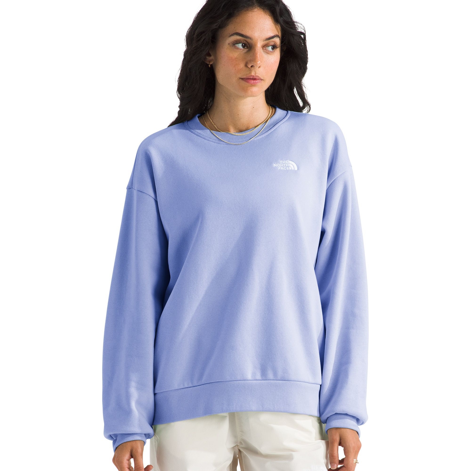 The North Face Women's Evolution Simple Dome Oversized Crew (Size S) Periwinkle Glow/Periwinkle Glow, Cotton,Polyester