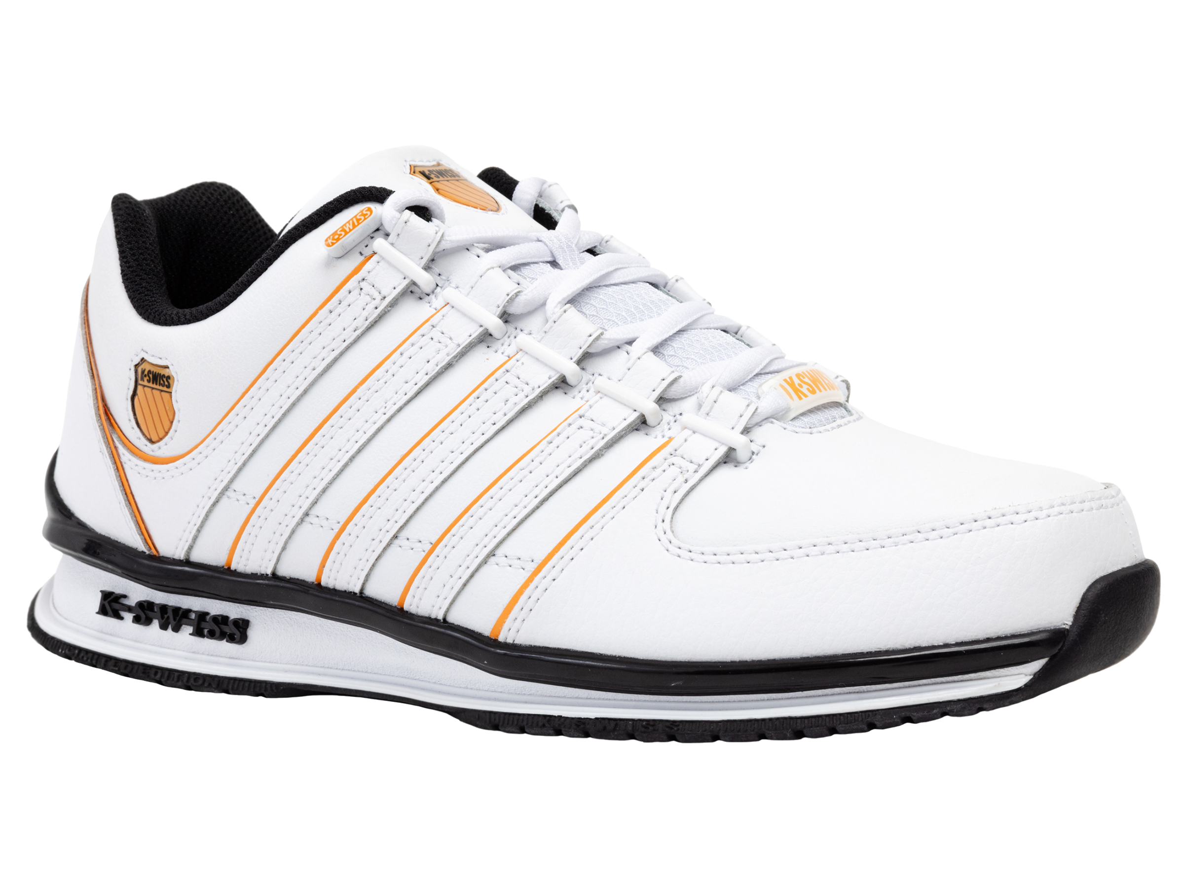 Sneaker K-SWISS "RINZLER", Damen, Gr. 46, wt, orngppy, bk, Leder, Schuhe Sneaker